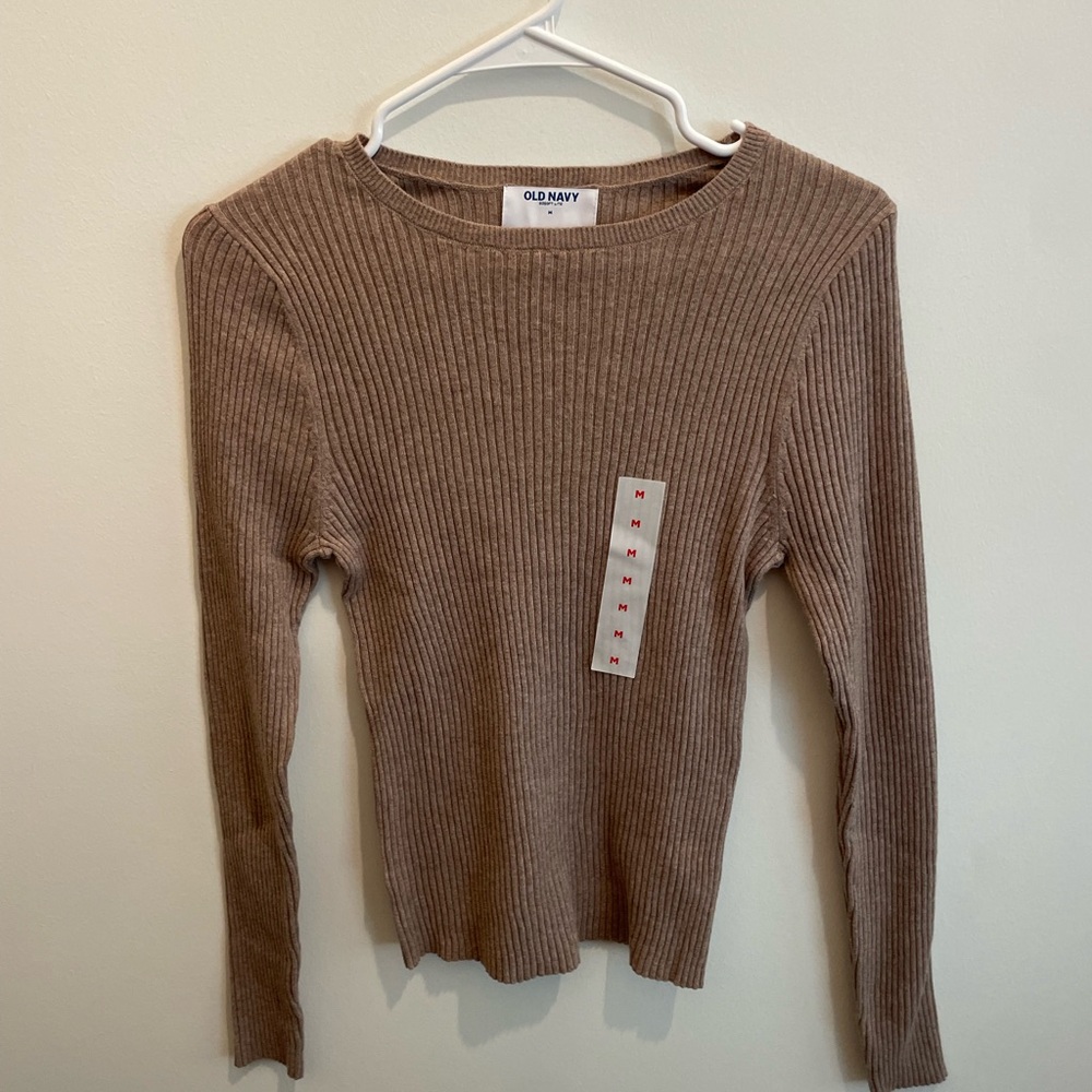Old Navy Women's Long Sleeve Ribbed Top - Brown